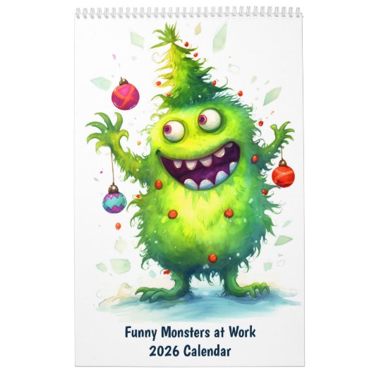 Grappige Monsters op Werk – Kinderen 2026 Kalender (Hoes)