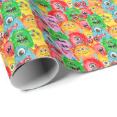 Grappige monsters, Waterverf naadloos patroon. Cadeaupapier (Rol Hoek)