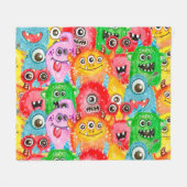 Grappige monsters, Waterverf naadloos patroon. Fleece Deken (Voorkant (Horizontaal))