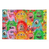 Grappige monsters, Waterverf naadloos patroon. Kussensloop (Achterkant)