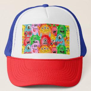 Grappige monsters, Waterverf naadloos patroon. Trucker Pet