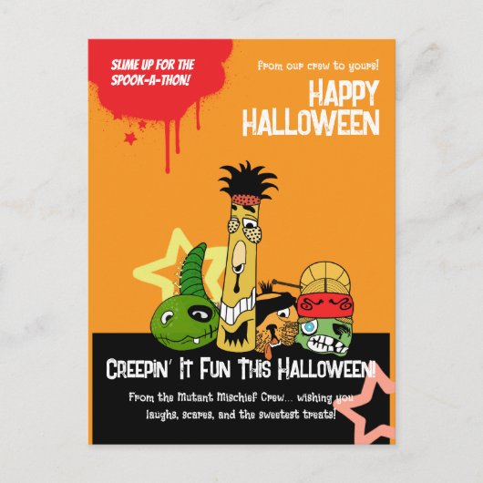Grappige Monsters Zombies Halloween Cartoon Ontwer Briefkaart (Voorkant)