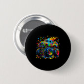 Grappige monstertruck autisme bewustzijn puzzel ronde button 5,7 cm (Voorkant /achterkant)
