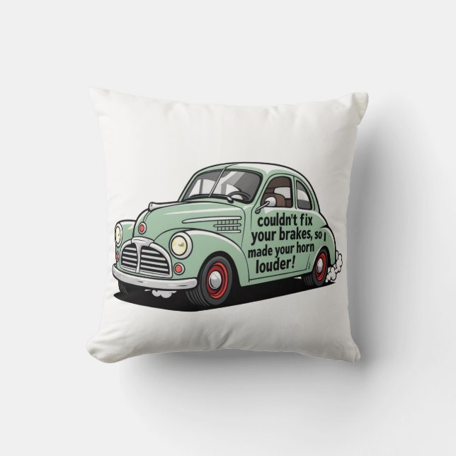 Grappige monteur kon remmen van auto niet reparere kussen (Voorkant)