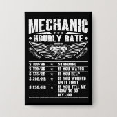 Grappige monteur uurtarief auto monteur arbeid button (Voorkant)