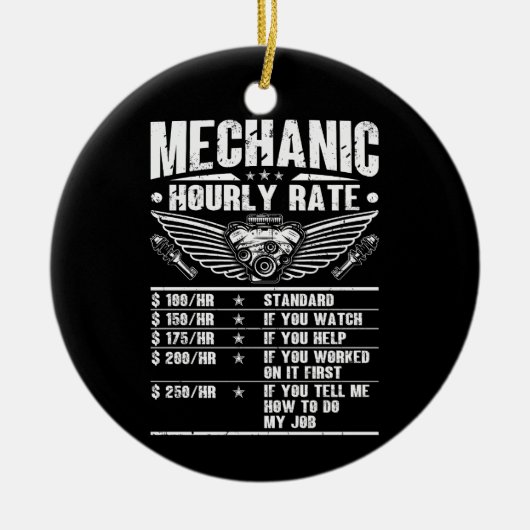 Grappige monteur uurtarief auto monteur arbeid keramisch ornament (Voorkant)