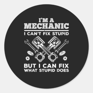 Grappige monteur voor mannen vader auto diesel aut ronde sticker