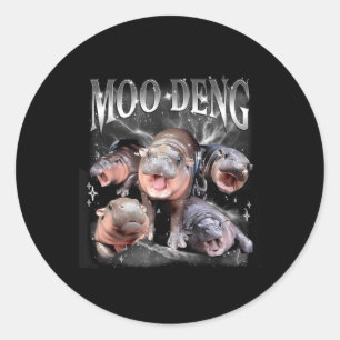 Grappige Moo-deng Baby Pygmy Hippo Schattigee dier Ronde Sticker