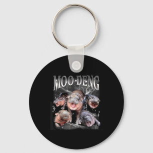Grappige Moo-deng Baby Pygmy Hippo Schattigee dier Sleutelhanger