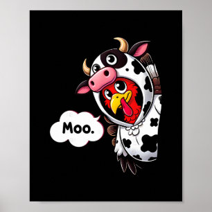 Grappige Moo Kalkoen Koe Kostuum Thanksgiving Mann Poster
