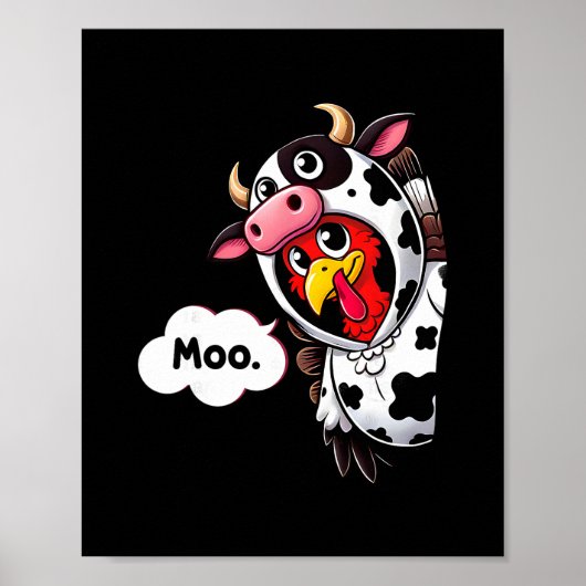 Grappige Moo Kalkoen Koe Kostuum Thanksgiving Mann Poster (Voorkant)