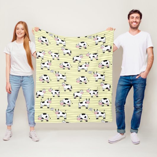 Grappige Moo Koe Kunst Fleece Deken (In situ)