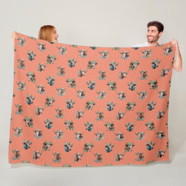 Grappige Mooie Bloemkoeien met Hoge Haten Patroon  Fleece Deken