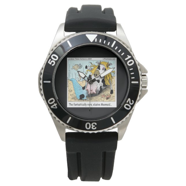 Grappige Moomaid 1/2 Koe 1/2 Zeemeermin Horloge (Voorkant)