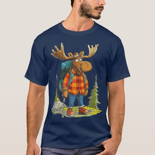 Grappige Moose Camping Wandelen T-shirt (Voorkant)