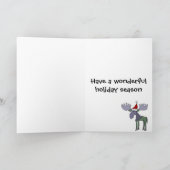 Grappige Moose in Santa Hat Feestdagen Kaart (Binnen)