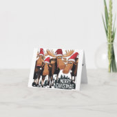 Grappige Moose in Santa Hats Kerst Abstract Kaart (Voorkant)