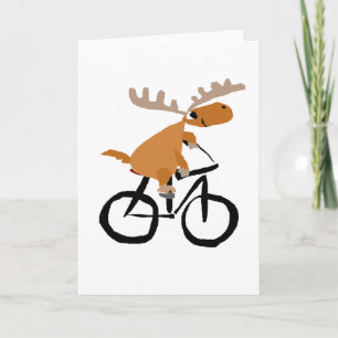 Grappige Moose Riding Fiets originele kunst Feestdagen Kaart