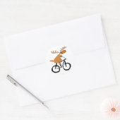 Grappige Moose Riding Fiets originele kunst Ronde Sticker (Envelop)