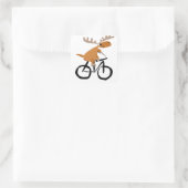 Grappige Moose Riding Fiets originele kunst Vierkante Sticker (Tas)