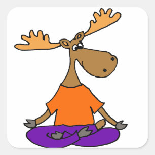 Grappige Moose Yoga Kunst Vierkante Sticker
