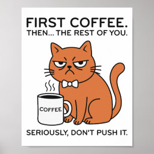 Grappige Mopperende Kat Ingelijste Kunstprint Poster