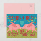 Grappige Moppige Biggen en Kusjes Varken Knuffel Z Feestdagenkaart (Voorkant / Achterkant)