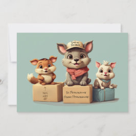 Grappige Moppige Cartoon Dieren Levering voor Elke Feestdagenkaart