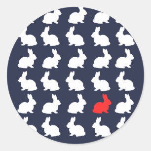 Grappige Moppige Dertig Konijnen Konijntjes Sticke Ronde Sticker