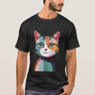 Grappige Moppige Kat Kop Teken Kunst Grafisch T-shirt