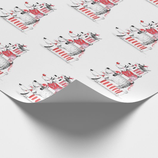 Grappige Moppige Kersthonden Prettig Kerstfeest Cadeaupapier (Hoek)