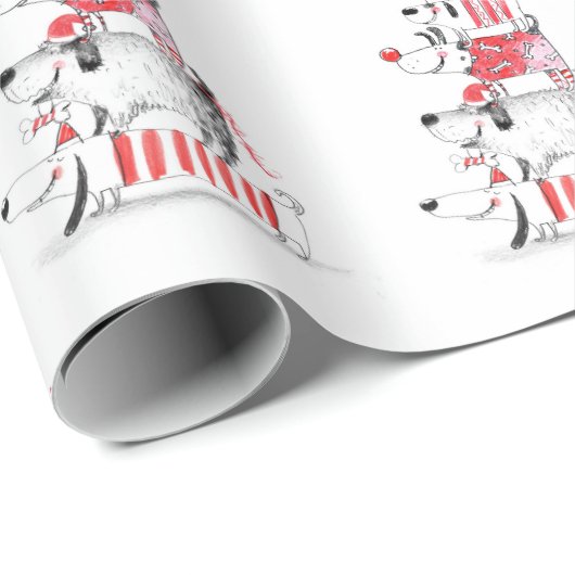 Grappige Moppige Kersthonden Prettig Kerstfeest Cadeaupapier (Rol Hoek)