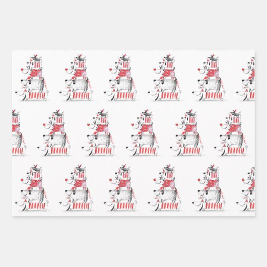 Grappige Moppige Kersthonden Prettig Kerstfeest Inpakpapier Vel (Voorkant 2)