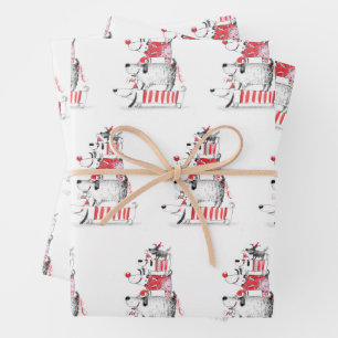 Grappige Moppige Kersthonden Prettig Kerstfeest Inpakpapier Vel