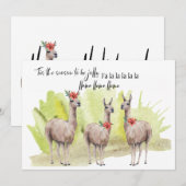 Grappige Moppige Llama's Aquarel Kerst Groet Feestdagenkaart (Voorkant / Achterkant)