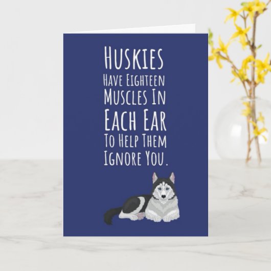 Grappige Moppige Siberische Husky Kaarten Huisdier (Gele Bloem)