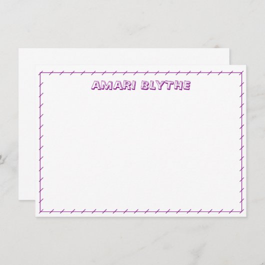Grappige Moppige Speelse Meisjesachtige Paarse Ran Notitiekaartje (Voorkant / Achterkant)