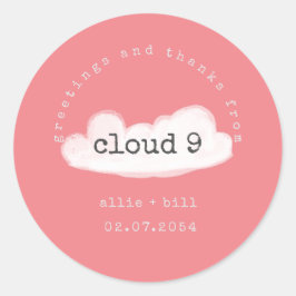 Grappige Moppige Wolk 9 Pastel Roze Humoristische Ronde Sticker