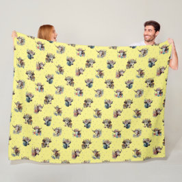 Grappige Mopshartige Bloemkoeien met Hoge Hats Pat Fleece Deken