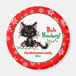 Grappige Mopshond Kerst Chagrijnige Kat Magneet