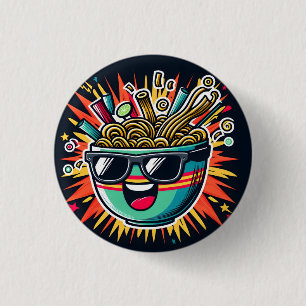 Grappige Mopshond Noedel Cartoon Ramen Kom Ronde Button 3,2 Cm