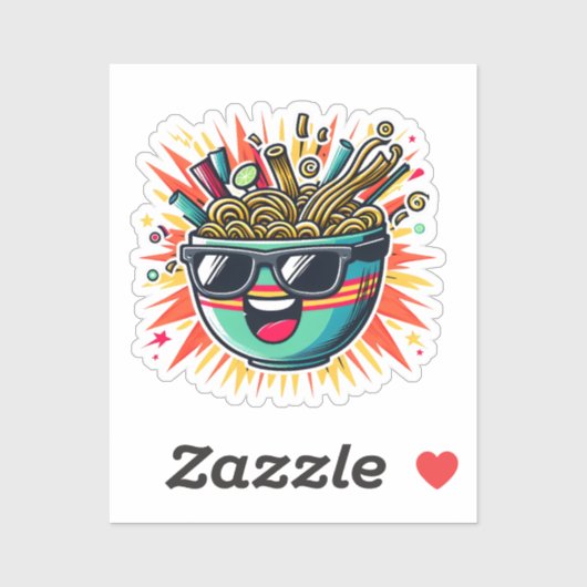 Grappige Mopshond Noedel Cartoon Ramen Kom Sticker (Vel)