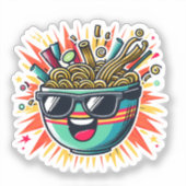 Grappige Mopshond Noedel Cartoon Ramen Kom Sticker (Voorkant)