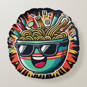 Grappige Mopshond Noodle Cartoon Ramen Kom Rond Kussen
