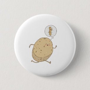 Grappige Mopshond Rennende Aardappel door somoh Ronde Button 5,7 Cm