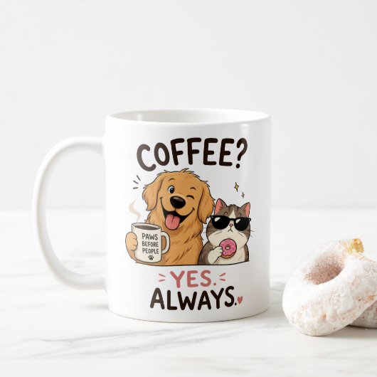 Grappige Mopshonden Koffie Liefhebbers Mok – Grapp (Met donut)
