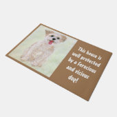 Grappige Morkie Waakhond op Beige Deurmat (Schuin)