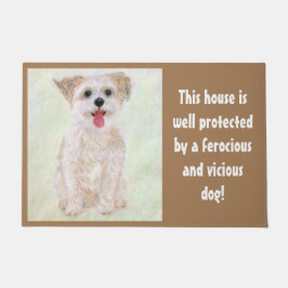 Grappige Morkie Waakhond op Beige Deurmat