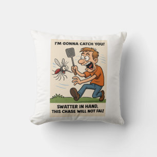 Grappige Mosquito Cartoon Bug Chase met Swatter Kussen
