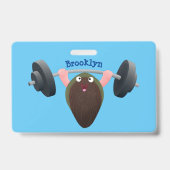 Grappige mossel workout cartoon illustratie  badge (Achterkant)